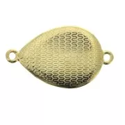 Intercalaire goutte 2 anneaux avec résine époxy 27x16 mm Doré à l'or fin - turquoise  x1