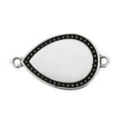 Intercalaire goutte 2 anneaux avec résine époxy 27x16mm Argenté vieilli - Blanc x1|raw }}