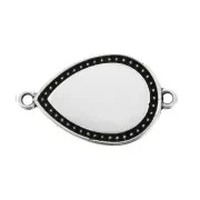 Intercalaire goutte 2 anneaux avec résine époxy 27x16mm Argenté vieilli - Blanc x1