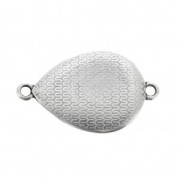 Intercalaire goutte 2 anneaux avec résine époxy 27x16mm Argenté vieilli - Blanc x1