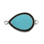 Intercalaire goutte 2 anneaux résine époxy 27x16 mm Argenté vieilli - turquoise x1|raw }}