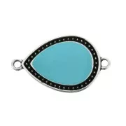 Intercalaire goutte 2 anneaux résine époxy 27x16 mm Argenté vieilli - turquoise x1