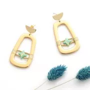 Pendentif trapèze évidé en zamac 46x28 mm - Doré à l'or fin x1