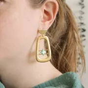 Pendentif trapèze évidé en zamac 46x28 mm - Doré à l'or fin x1