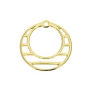 Pendentif rond ajouré en zamac 23 mm - Doré à l'or fin x1