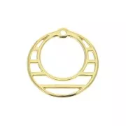 Pendentif rond ajouré en zamac 23 mm - Doré à l'or fin x1