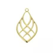 Pendentif goutte effet lignes entrecroisées en zamac 27x16 mm - Doré à l'or fin x1