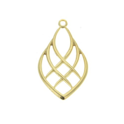 Pendentif goutte effet lignes entrecroisées en zamac 27x16 mm - Doré à l'or fin x1
