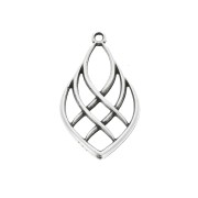 Pendentif goutte effet lignes entrecroisées en zamac 27x16 mm - Placage Argent fin vieilli x1|raw }}