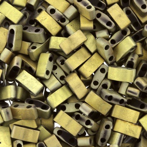 Miyuki Half Tila Beads 5x2.3x1.9mm HTL-55112 - Black Amber Full Mat x10g