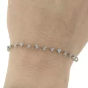 Chaîne perlée de perles en verre forme triangle 3.2 mm - Gris x50cm