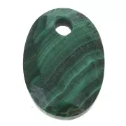 Pendentif facetté ovale 14x10 mm en pierre gemme - Malachite x1