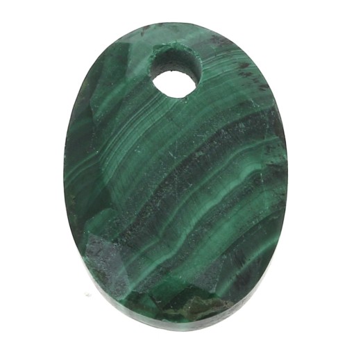 Pendentif facetté ovale 14x10 mm en pierre gemme - Malachite x1