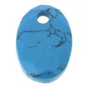 Pendentif facetté ovale 14x10 mm en pierre gemme - imitation Turquoise x1