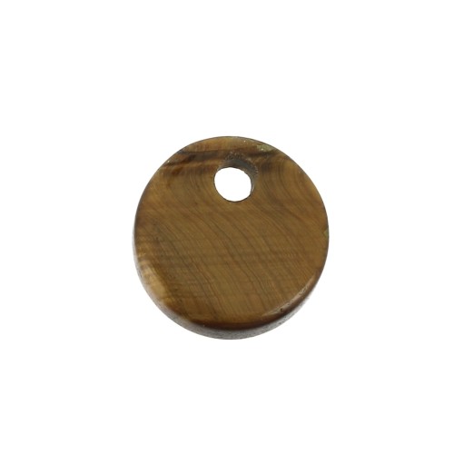 Sequin rond 8 mm en pierre gemme - Oeil de Tigre x1