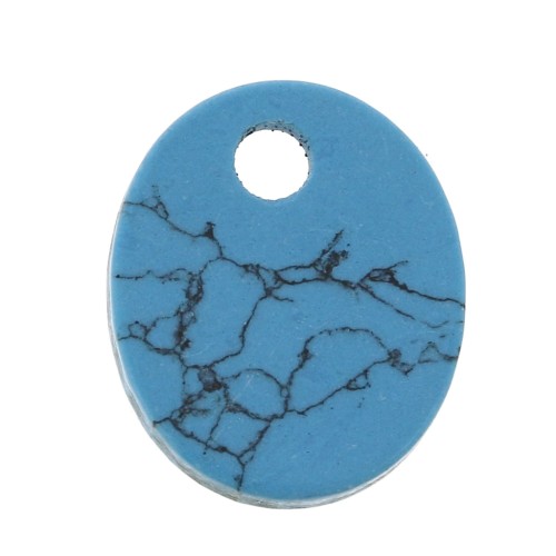 Sequin ovale 12x10 mm en pierre gemme - imitation Turquoise x1