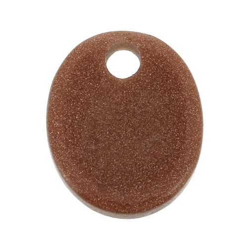Sequin ovale 12x10 mm en pierre gemme Gold Stone - Imitation Pierre de soleil x1