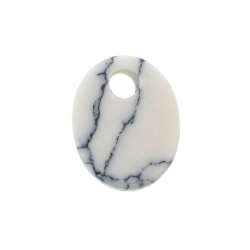 Sequin ovale 10x8 mm en pierre gemme - Howlite x1
