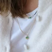 Cabochon plat rond - palet - 6 mm en pierre gemme - Agate Verte x1