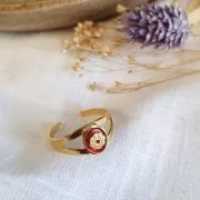 Cabochon plat ovale - palet - 8x6 mm en pierre gemme teintée - Agate Rouge x1