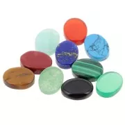 Cabochon plat ovale - palet - 8x6 mm en pierre gemme - Malachite x1