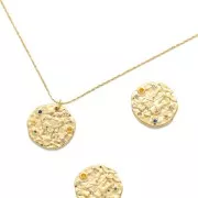 Breloque Zodiaque Gémeaux en laiton avec oxydes de Zirconium - 15 mm - Doré x1