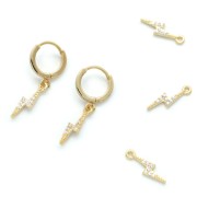 Breloque éclair en laiton avec oxydes de Zirconium 15x4 mm - Doré - Crystal x1