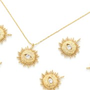 Pendentif soleil avec oeil en oxyde de zirconium 17x14 mm Doré - Crystal x1