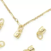 Pendentif cadenas avec anneau et oxydes de zirconium 17x7 mm Doré - Crystal x1