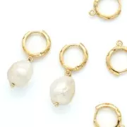 Dormeuses créoles lunes et étoiles évidées anneau ouvert 14 mm - Doré or fin x2