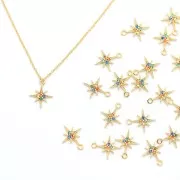 Breloque étoile du nord avec oxydes de Zirconium 11.5x9.5mm -Doré - Multicolore x1