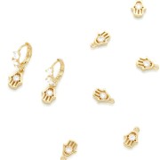 Mini breloque main de Fatma avec Oxyde de Zirconium 8.5x6 mm - Doré - Crystal x1