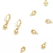 Mini breloque main de Fatma avec Oxyde de Zirconium 8.5x6 mm - Doré - Crystal x1