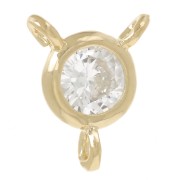 Intercalaire rond 3 anneaux 5mm - oxyde de Zirconium - Doré à l'or fin - Crystal