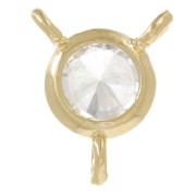 Intercalaire rond 3 anneaux 5mm - oxyde de Zirconium - Doré à l'or fin - Crystal