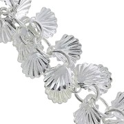 Chaîne maille ronde fantaisie avec coquillages 6.5 mm - Placage argent fin x20cm