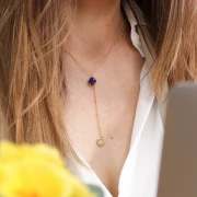 Breloque ronde avec étoile du nord gravé 8 mm - Doré à l'or fin x1