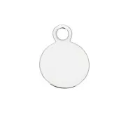 Breloque ronde avec étoile du nord gravé 8 mm - Placage argent fin x1