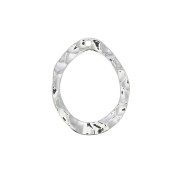 Pendentif goutte irrégulier martelé évidé en laiton 23.5x18 mm - Placage argent fin x1