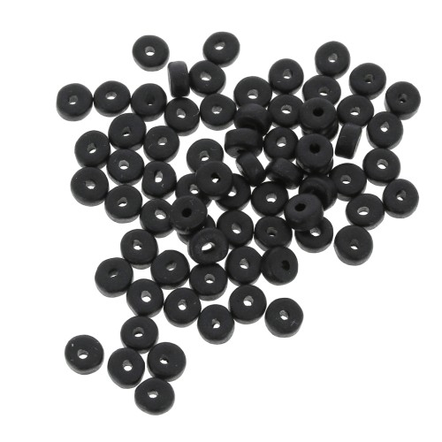 Perles Heishi rondelles en céramique 5.3x2.5 mm - Noir mat x30