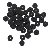 Perles Heishi rondelles en céramique 6.5x2.3 mm - Noir mat x30
