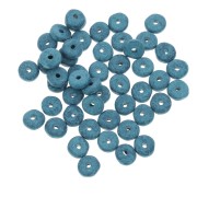 Perles Heishi rondelles en céramique 6.5x2.3 mm - Bleu Canard mat x30|raw }}