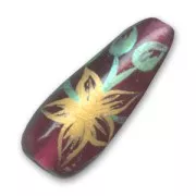 Poire décor fleur 35x14 mm Fuchsia x1