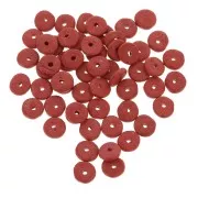 Perles Heishi rondelles en céramique 6.5x2.3 mm - Rouge mat x30
