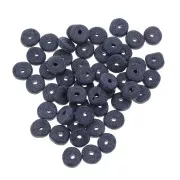 Perles Heishi rondelles en céramique 6.5x2.3 mm - Bleu Marine mat x30