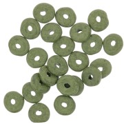 Perles Heishi rondelles en céramique 6.5x2.3 mm - Olive mat x30|raw }}