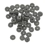Perles Heishi rondelles en céramique 6.5x2.3 mm - Gris Foncé mat x30