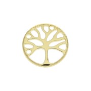 Breloque ronde arbre de vie 12 mm - Plaqué Or 3 microns x1|raw }}