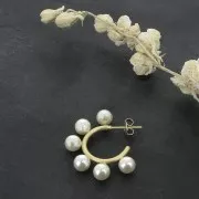 Créoles pour perles semi-percées 20 mm - Doré Satiné x2