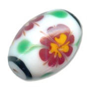 Olive 20x14 mm Blanc/Rouge x1